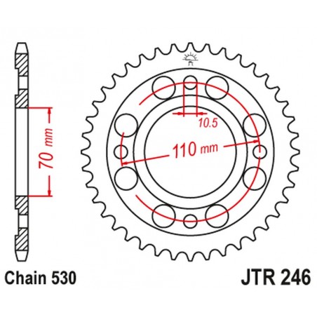 JT 2021/12 ZĘBATKA TYLNA 246 35 HONDA CM 400T '79-'81 (NC01 )(24635JT) (ŁAŃC.530)