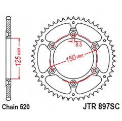 JT 2021/12 ZĘBATKA TYLNA 899 40 KTM EXC/SX/EXC-F 200/250/300/400/450/530 ULTRALITE SAMOOCZYSZCZAJĄCA (89940JT) (ŁAŃC. 520)