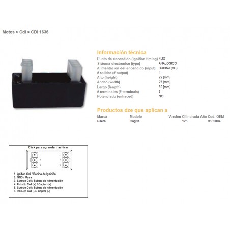 DZE MODUŁ ZAPŁONU CDI CAGIVA 125 (9635004)