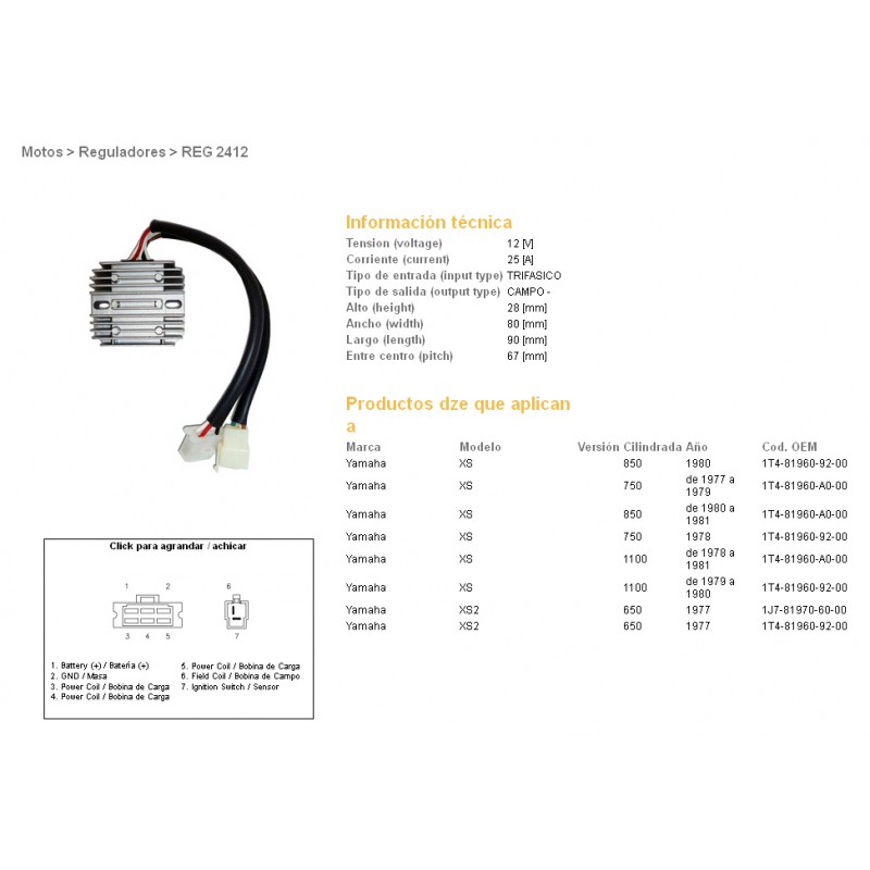 DZE REGULATOR NAPIĘCIA YAMAHA XS650/750/850/1100 (1T4-81960-92-00, 1T4-81960-A0-00) (ESR310)