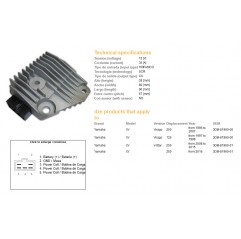 DZE REGULATOR NAPIĘCIA YAMAHA XV 125 VIRAGO 97-98, XV 250 VIRAGO 96-16, XV 250 V-STAR '08-'15 (3DM-81960-00, 3DM-81960-01)