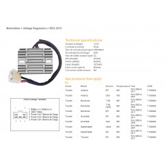 DZE REGULATOR NAPIĘCIA TRIUMPH AMERICA 790/865 '02-'17, BONNEVILLE 865 '02-'17, SCRAMBLER/SPEEDMASTER 865 '02-'17, TT 600 '00-'0