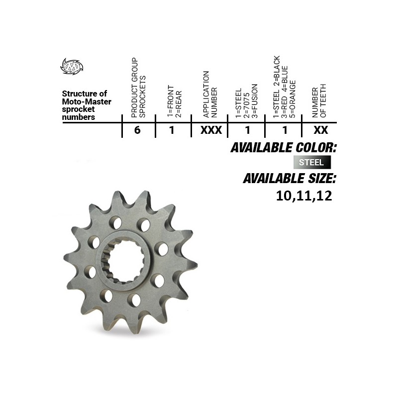 MOTO-MASTER ZĘBATKA PRZEDNIA 2240 10 (224010) KTM SX 50/SX 50 MINI '02- , SX-E5 E-BIKE '19-, GASGAS MC 50 MC-E E-BIKE 21-, HUSQV