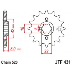 JT 2021/12 ZĘBATKA PRZEDNIA 431 15 SUZUKI PE 250 '78-'82, RM 250 '79-'81, RM 400 '78-'80 (43115JT) (ŁAŃC. 520) NA ZAMÓWIENIE