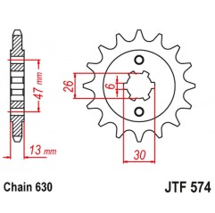 JT 2021/12 ZĘBATKA PRZEDNIA 574 16 YAMAHA XV 1000 '81-82', TR1 '81-85' (57416JT) (ŁAŃC. 630)