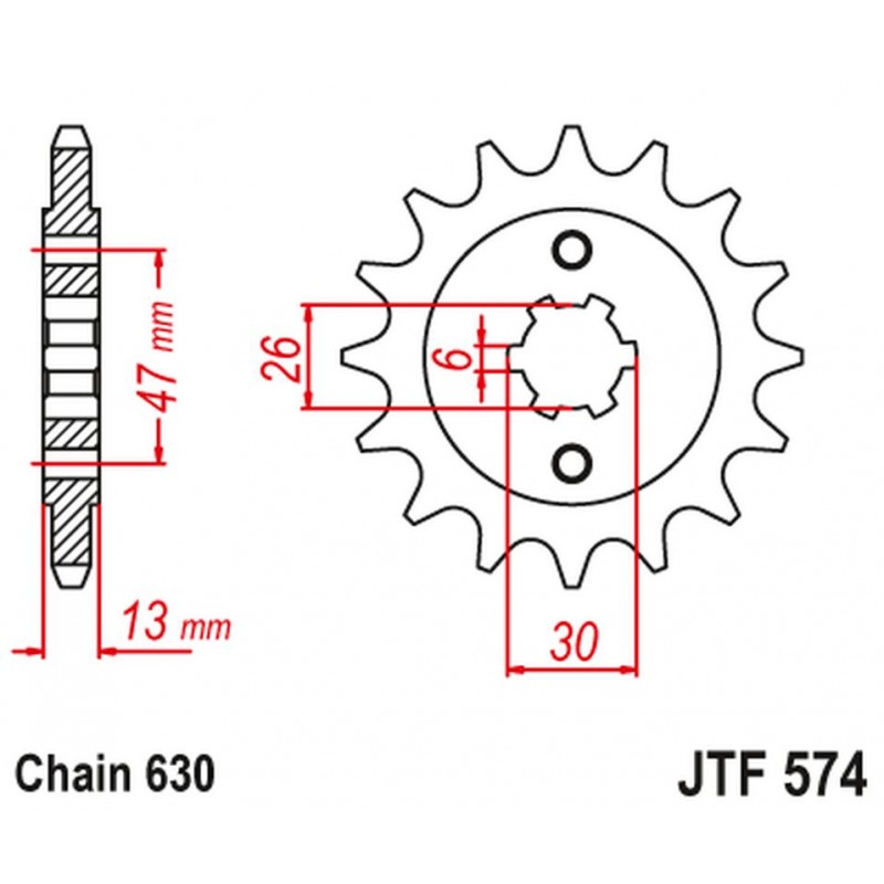 JT 2021/12 ZĘBATKA PRZEDNIA 574 16 YAMAHA XV 1000 '81-82', TR1 '81-85' (57416JT) (ŁAŃC. 630)