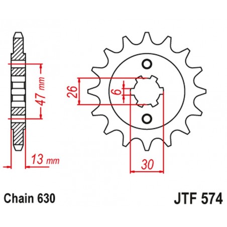 JT 2021/12 ZĘBATKA PRZEDNIA 574 16 YAMAHA XV 1000 '81-82', TR1 '81-85' (57416JT) (ŁAŃC. 630)
