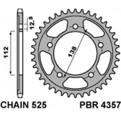 PBR ZĘBATKA TYLNA 4357 38 C45 HONDA VT 750S 11-13 (JTR1304.38) (ŁAŃC. 525)