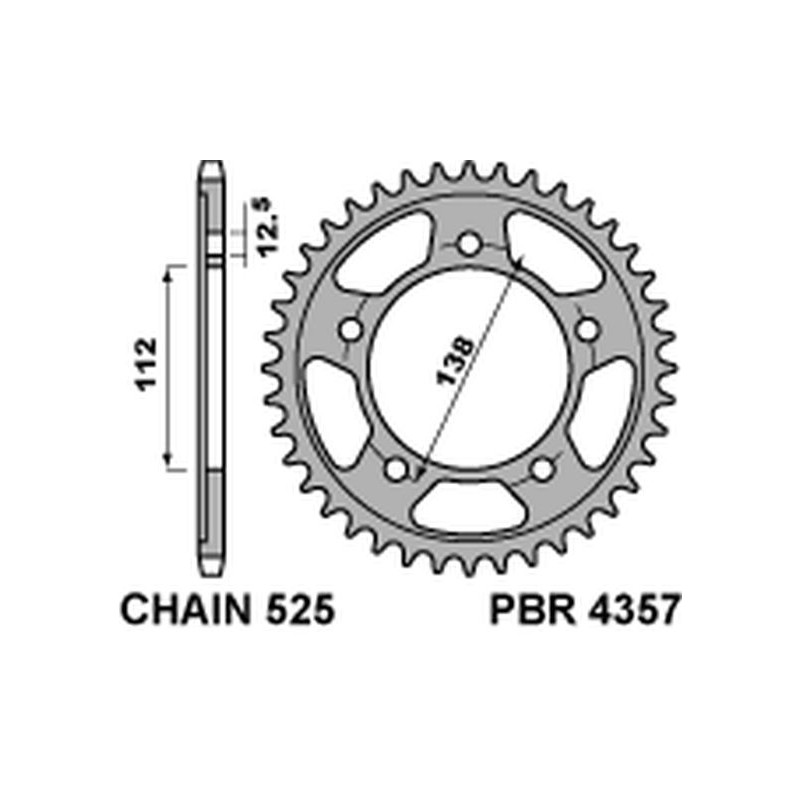 PBR ZĘBATKA TYLNA 4357 38 C45 HONDA VT 750S 11-13 (JTR1304.38) (ŁAŃC. 525)