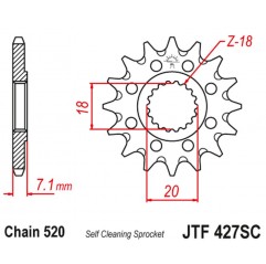 JT 2021/12 ZĘBATKA PRZEDNIA 432 13 SUZUKI RM 125 '92-'07, RMZ 250 '10-'12 SAMOOCZYSZCZAJĄCA (43213JT) (ŁAŃC. 520)