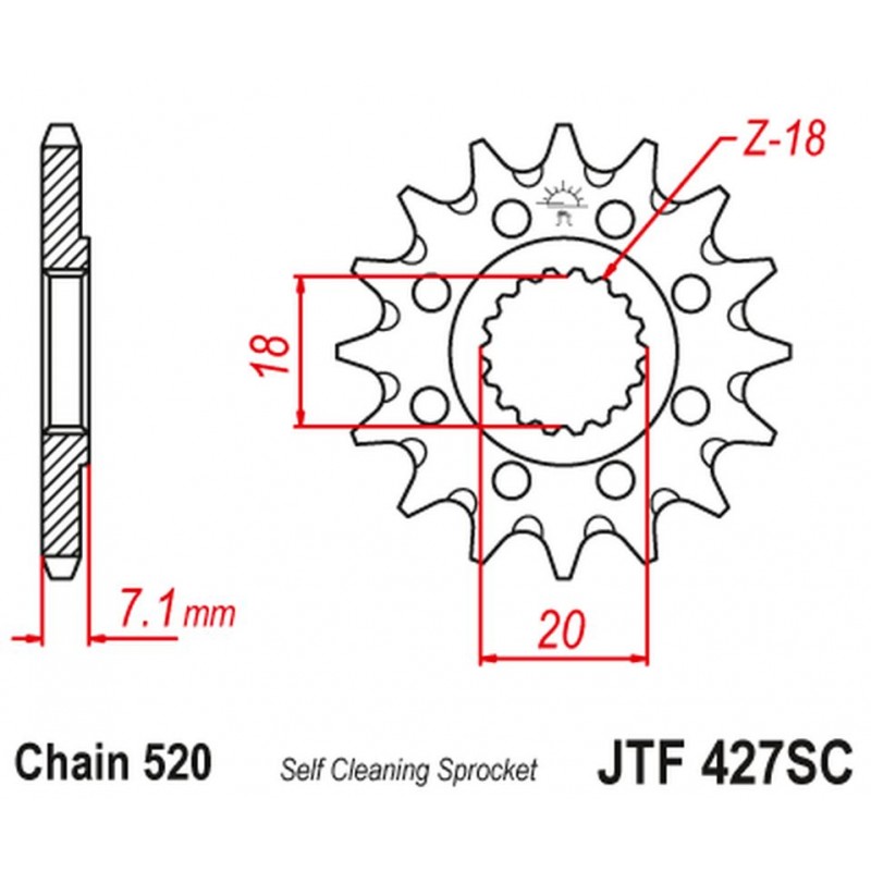 JT 2021/12 ZĘBATKA PRZEDNIA 432 13 SUZUKI RM 125 '92-'07, RMZ 250 '10-'12 SAMOOCZYSZCZAJĄCA (43213JT) (ŁAŃC. 520)