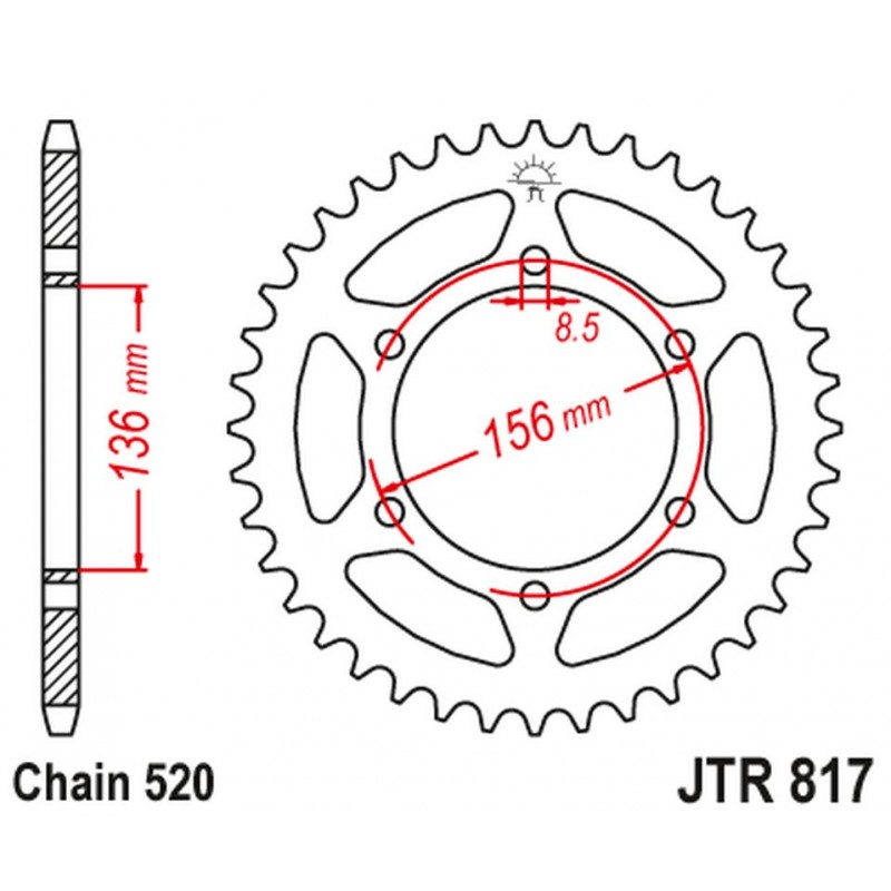 JT 2021/12 ZĘBATKA TYLNA 830 46 DERBI 659 MULHACEN '07-12, SUZUKI RGV/TV 250 '89-90 (83046JT) (ŁAŃC. 630)