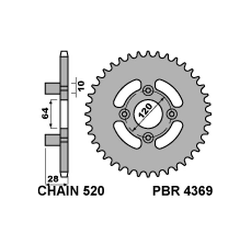 PBR ZĘBATKA TYLNA 4369 41 C45 HONDA AX1 250 (00-05) (ŁAŃC. 520)