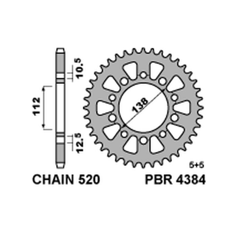 PBR ZĘBATKA TYLNA 4384 41 C45 HONDA 500F/R/X 13-16 (JTR1316.41)