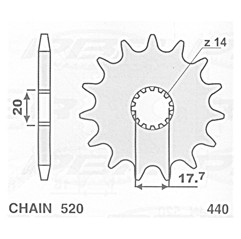 CHT ZĘBATKA PRZEDNIA 440 14 (A4250564140) YAMAHA YZ 125 '87-'04