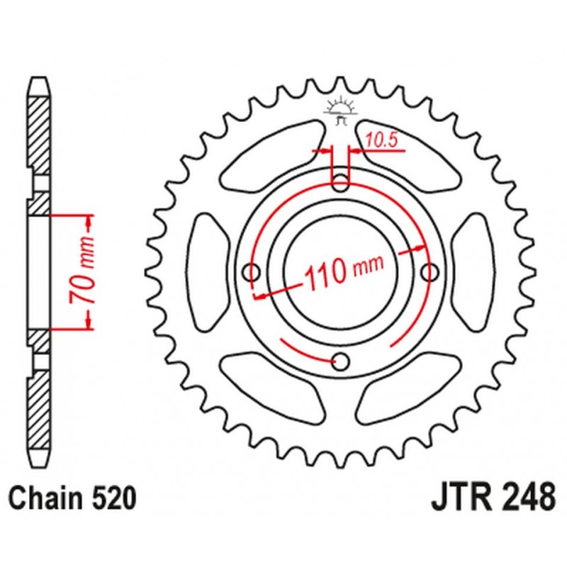 JT 2021/12 ZĘBATKA TYLNA 281 44 HONDA CB 250 RSA '80-83' (28144JT) (ŁAŃC520)