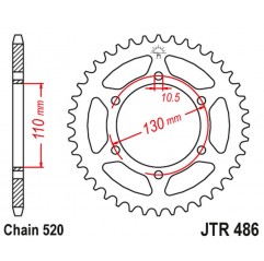 JT 2021/12 ZĘBATKA TYLNA 504 43 KAWASAKI EX250R NINJA '08-'12 (50443JT) (ŁAŃC. 520) CZARNA