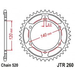 JT 2021/12 ZĘBATKA TYLNA 260 40 HONDA XL250 R '84-87' (ND11) (26040JT) (ŁAŃC.520) (+2)
