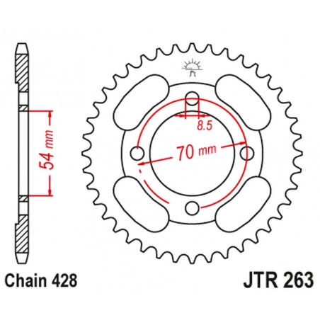 JT 2021/12 ZĘBATKA TYLNA 263 42 HONDA CT 100 '86-94' PEUGEOT 110 VOX '13', KYMCO 110/125/150 (26342JT) (ŁAŃC.428) NA ZAMÓWIENIE