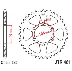 JT 2021/12 ZĘBATKA TYLNA 481 40 KAWASAKI Z 400/550 '80-83', Z 650 '79', KH 500 '72-75' (48140JT) (ŁAŃC.530)