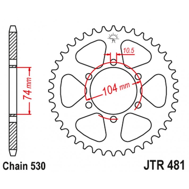 JT 2021/12 ZĘBATKA TYLNA 481 40 KAWASAKI Z 400/550 '80-83', Z 650 '79', KH 500 '72-75' (48140JT) (ŁAŃC.530)
