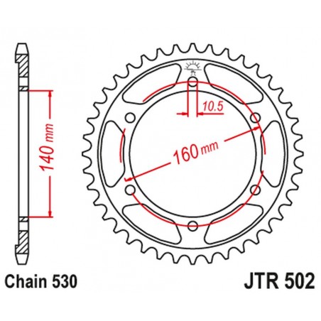 JT 2021/12 ZĘBATKA TYLNA 502 45 KAWASAKI ZZR 1100 '90-01' (50245JT) (ŁAŃC.530)