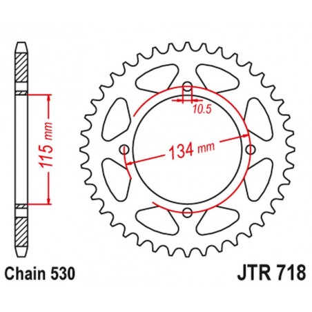 JT 2021/12 ZĘBATKA TYLNA 711 48 CAGIVA ELEFANT 650/750 '85-89', DUCATI 650/750 INDIANA CUSTOM '87-90' (71148JT) (ŁAŃC.530)