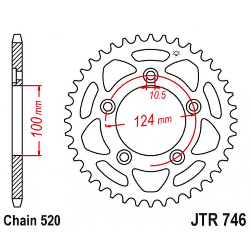 JT 2021/12 ZĘBATKA TYLNA 4444 43 DUCATI PANIGALE 899 14-15, SCRAMBLER 800 15-18 (-2) (444443JT) (ŁAŃC.520)