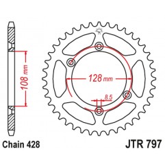 JT 2021/12 ZĘBATKA TYLNA 4488 57 KAWASAKI KLX 125 '03-06, SUZUKI DR-Z 125 '03-20 (448857JT) (ŁAŃC. 428)
