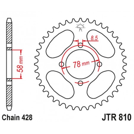 JT 2021/12 ZĘBATKA TYLNA 810 50 SUZUKI GT 125 '74-81, RV 125 (81050JT) (ŁAŃC. 428)