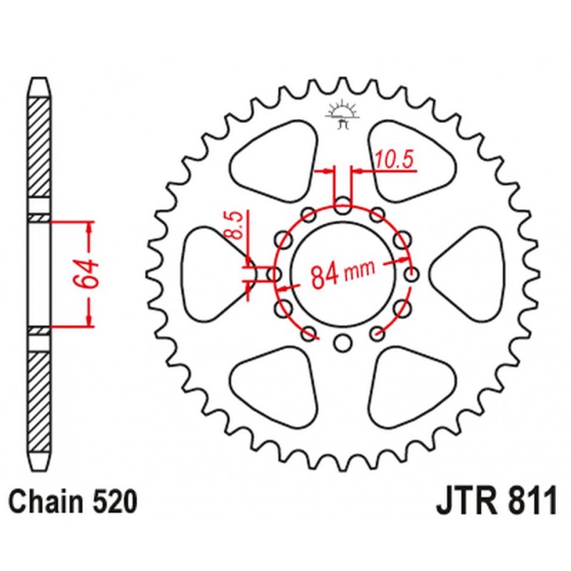 JT 2021/12 ZĘBATKA TYLNA 811 48 SUZUKI TF 185 '81-, DR 200 '86-91 (81148JT) (ŁAŃC. 520)