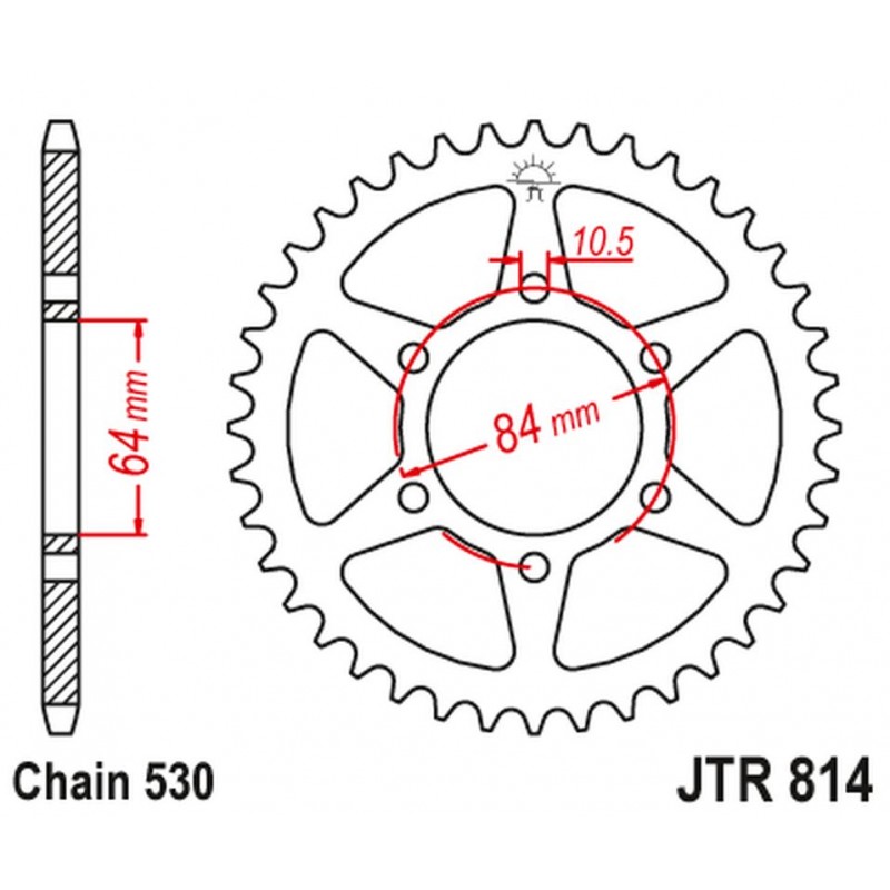 JT 2021/12 ZĘBATKA TYLNA 814 42 SUZUKI GT 380, GS 400 '77-78, GS 450 '84-87 (81442JT) (ŁAŃC. 530)