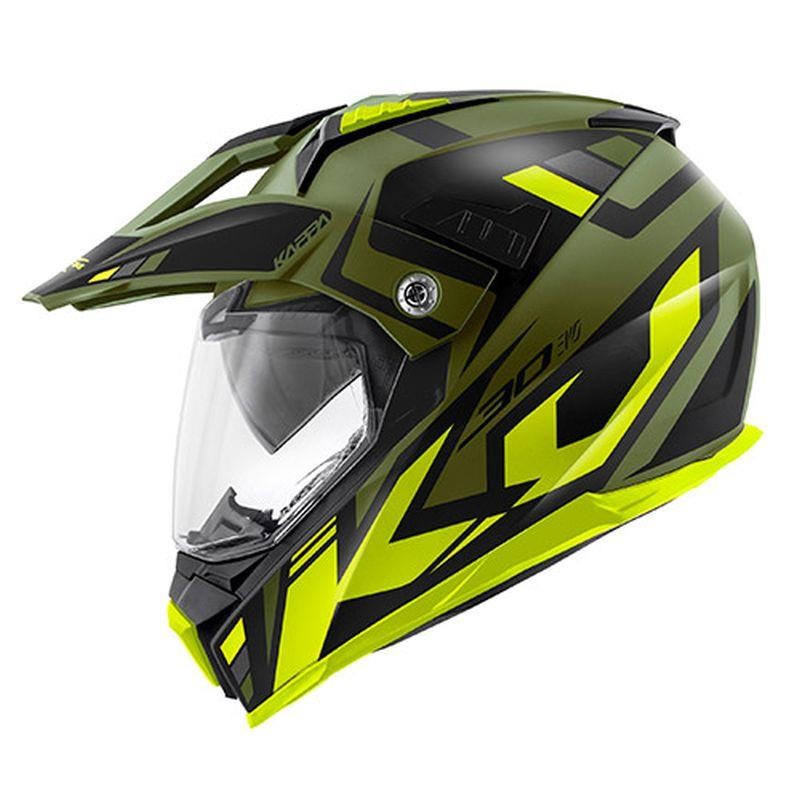 KAPPA 2022/01 KASK KV30 EVO GRAYER DUAL OFF ROAD Z SZYBĄ I BLENDĄ KOLOR ZIELONY (KHAKI) MAT/CZARNY/ZÓŁTY ROZM. XS/54