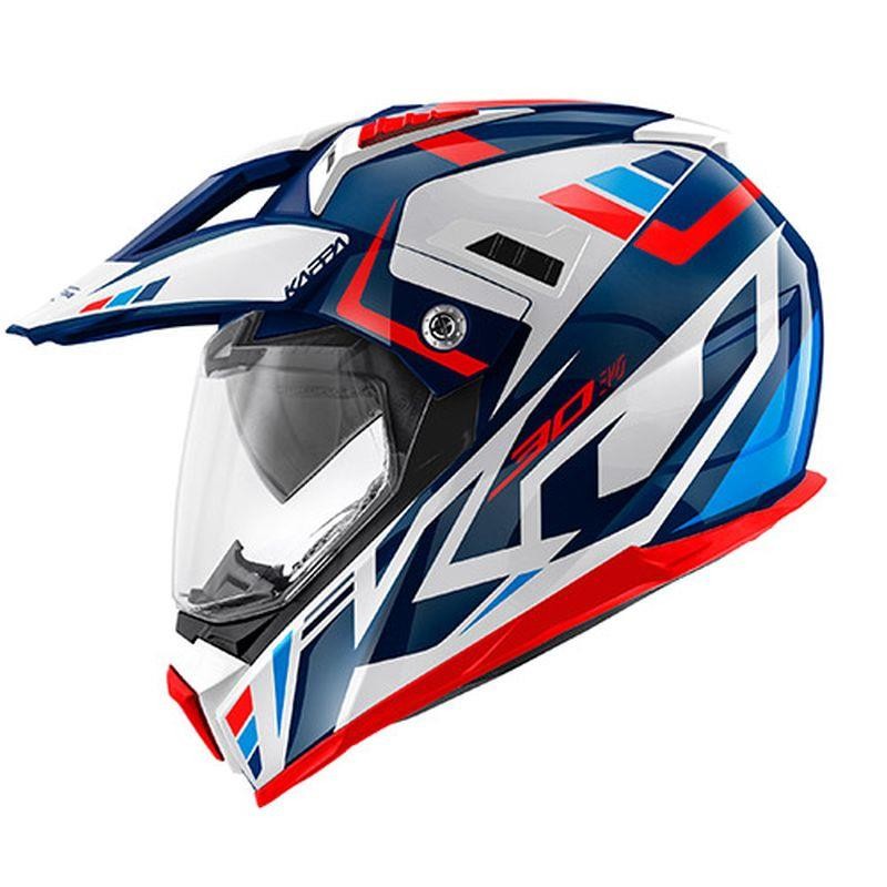 KAPPA 2022/01 KASK KV30 EVO GRAYER DUAL OFF ROAD Z SZYBĄ I BLENDĄ KOLOR BIAŁY/NIEBIESKI/CZERWONY ROZM. S/56