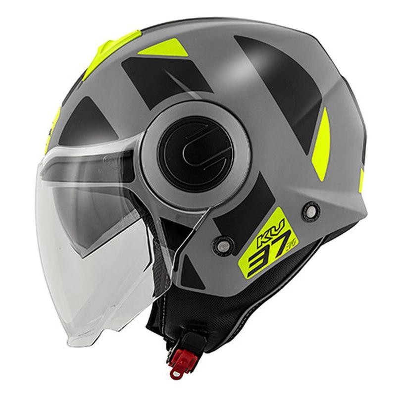 KAPPA 2022/01 KASK KV37 EVO STYLE OTWARTY JET Z BLENDĄ KOLOR CZARNY MAT/SZARY/ŻÓŁTY ROZM. M/58