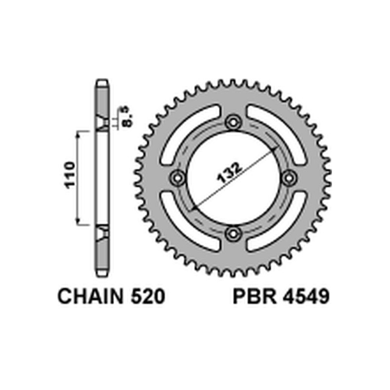 PBR ZĘBATKA TYLNA 4549 46 KTM 250 FREERIDE (14-'20) 350 '12-'17