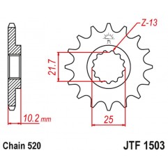 JT 2021/12 ZĘBATKA PRZEDNIA 2061 13 KAWASAKI KSF 250 '87-'04, KEF 300 '95-'03 (206113JT) (ŁAŃC. 520)