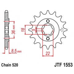 JT 2021/12 ZĘBATKA PRZEDNIA 2052 14 YAMAHA XT 250 TL (JAPAN) '83-84' SRX 250 '87' (205214JT) (ŁAŃC. 520) NA ZAMÓWIENIE