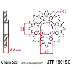 JT 2021/12 ZĘBATKA PRZEDNIA 1248 16 KTM SX/EXC '91-'21 SAMOOCZYSZCZAJĄCA (124816JT) (ŁAŃC. 520)