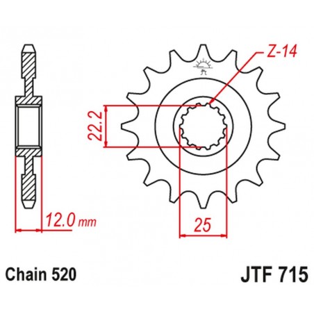JT 2021/12 ZĘBATKA PRZEDNIA 2102 13 GAS GAS EC 125/200/250/300/400/450/515 '00-18' (210213JT) (ŁAŃC.520)