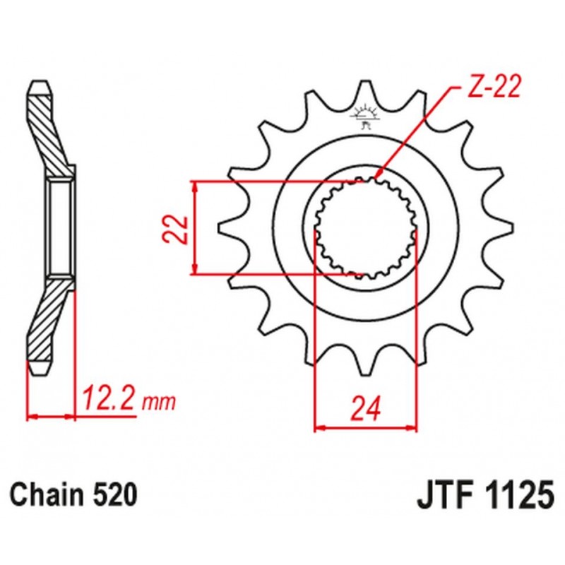 JT 2021/12 ZĘBATKA PRZEDNIA 405 16 APRILIA 600 '85-'87 (40516JT) (ŁAŃC. 520)