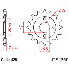 JT 2021/12 ZĘBATKA PRZEDNIA 332M 14 HONDA CR80/85 (332M14JT) (ŁAŃC. 428)