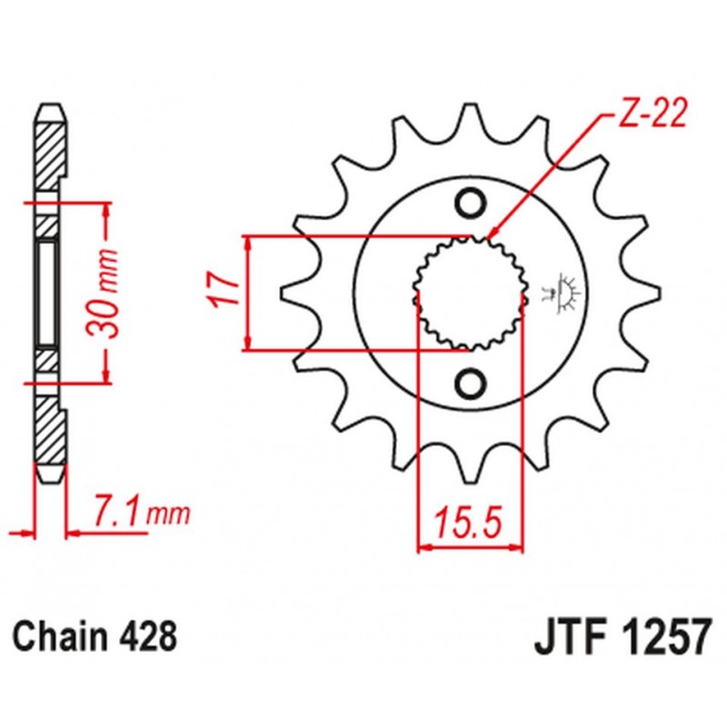 JT 2021/12 ZĘBATKA PRZEDNIA 332M 14 HONDA CR80/85 (332M14JT) (ŁAŃC. 428)