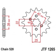 JT 2021/12 ZĘBATKA PRZEDNIA 265 12 HONDA XL 250S '78-'81, XL 250K '76-'77 (26512JT) (ŁAŃC. 520) NA ZAMÓWIENIE