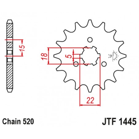 JT 2021/12 ZĘBATKA PRZEDNIA 423 14 KAWASAKI KX 125 '94-'07 (42314JT) (ŁAŃC. 520)