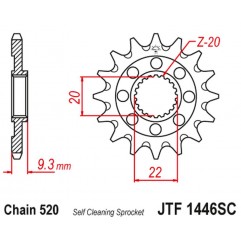 JT 2021/12 ZĘBATKA PRZEDNIA 2146 14 KAWASAKI KXF 250 '06-'17 SAMOOCZYSZCZAJĄCA (214614JT) (ŁAŃC. 520)