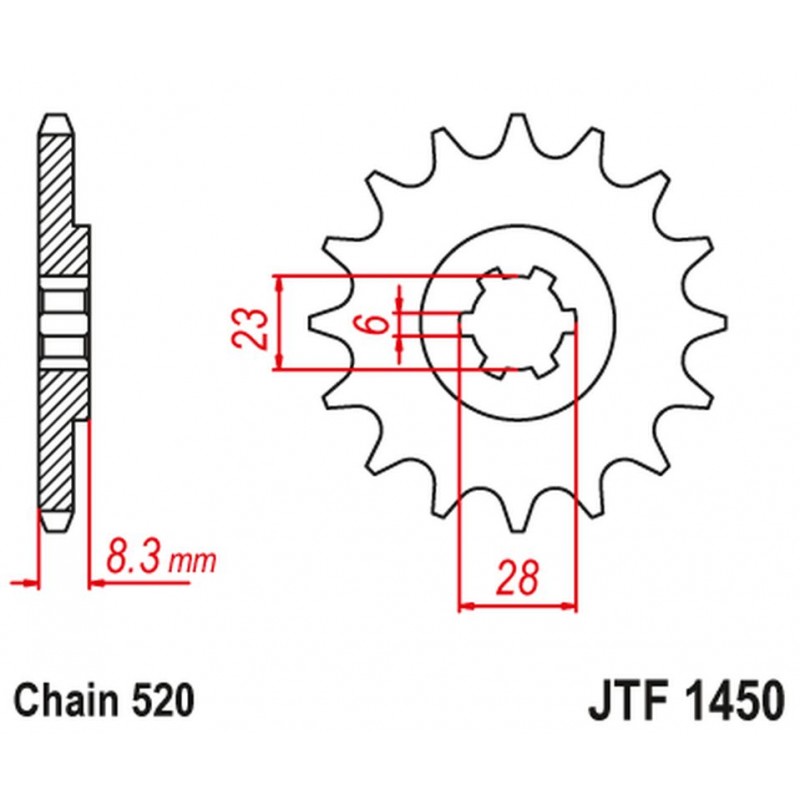 JT 2021/12 ZĘBATKA PRZEDNIA 436 13 SUZUKI LT 500 '88-92', RM 465 '81-82', RM 500 '83-84' (43613JT) (ŁAŃC. 520)