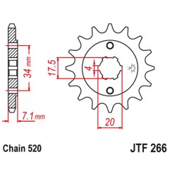 JT 2021/12 ZĘBATKA PRZEDNIA 266 14 HONDA CR 125 '79-'85 (26614JT) (ŁAŃC. 520)