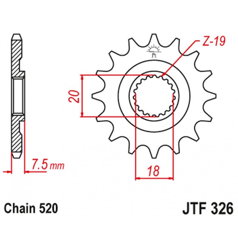 JT 2021/12 ZĘBATKA PRZEDNIA 340 12 HONDA CR 125 '87-'03 (34012JT) (ŁAŃC. 520)