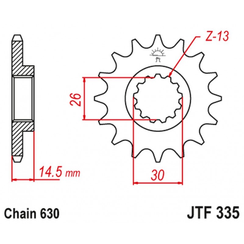 JT 2021/12 ZĘBATKA PRZEDNIA 335 15 HONDA CB 750 F/K '77-78' (33515JT) (ŁAŃC. 630) NA ZAMÓWIENIE